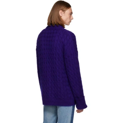 Shop Matthew Adams Dolan Blue Mohair Oversized Cardigan In Roylblue