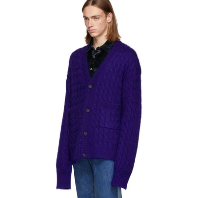 Shop Matthew Adams Dolan Blue Mohair Oversized Cardigan In Roylblue