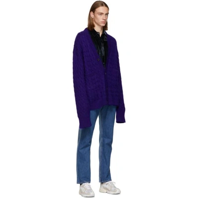 Shop Matthew Adams Dolan Blue Mohair Oversized Cardigan In Roylblue