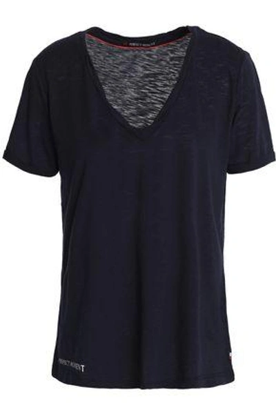 Shop Perfect Moment Woman Slub Cotton-blend Jersey T-shirt Midnight Blue