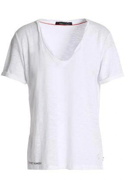 Shop Perfect Moment Woman Slub Cotton-blend Jersey T-shirt White