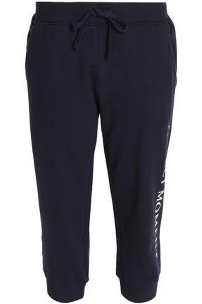 Shop Perfect Moment Woman Cropped Cotton Track Pants Navy