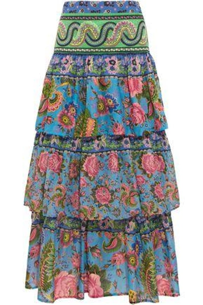 Shop Anjuna Woman Candy Tiered Printed Cotton-voile Maxi Skirt Multicolor