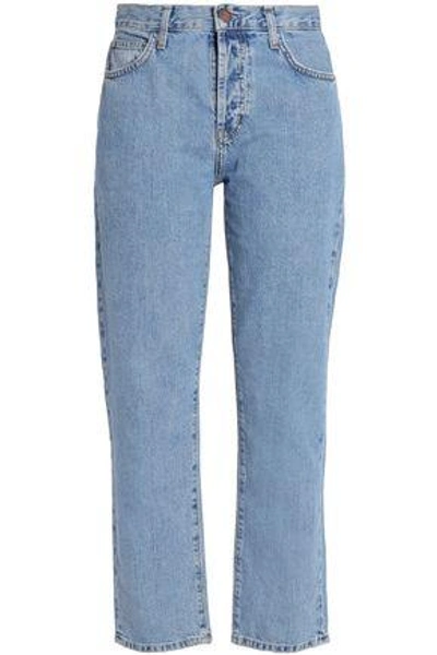 Shop Current Elliott High-rise Straight-leg Jeans In Mid Denim