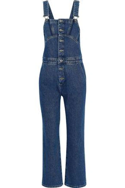 Shop M.i.h Jeans Woman Tribe Cropped Denim Overalls Dark Denim