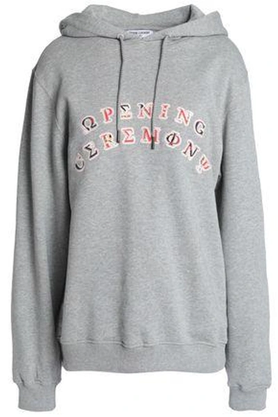 Shop Opening Ceremony Woman Embroidered French Cotton-terry Sweatshirt Light Gray