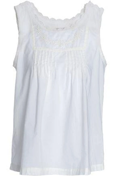 Shop Current Elliott Current/elliott Woman Pintucked Broderie Anglaise Cotton-voile Blouse Ivory