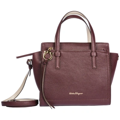 Shop Ferragamo Women's Leather Handbag Shopping Bag Purse Mini Tote In Red