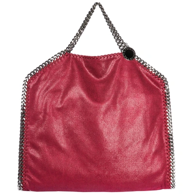 Shop Stella Mccartney Women's Handbag Tote Shopping Bag Purse 3chain Falabella Fold Over Shaggy Deer In Red