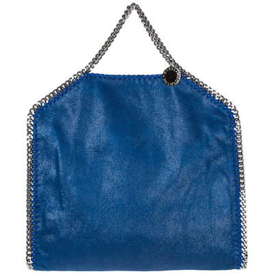 Shop Stella Mccartney Women's Handbag Tote Shopping Bag Purse 3chain Falabella Fold Over Shaggy Deer In Blue