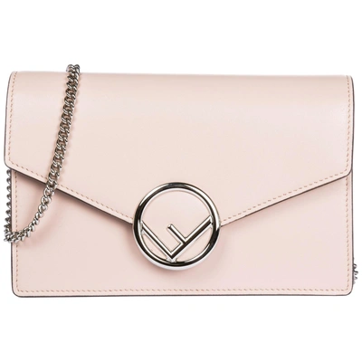 Shop Fendi Women's Leather Shoulder Bag Wallet On Chain In Pink