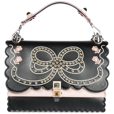 Shop Fendi Women's Leather Shoulder Bag Kan I In Black