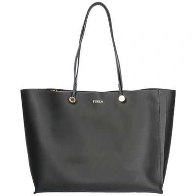 Shop Furla Women's Leather Handbag Shopping Bag Purse Eden In Black