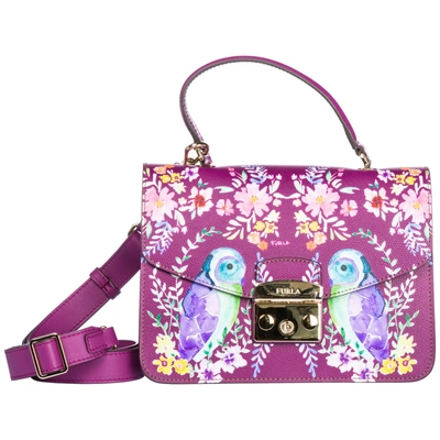 Shop Furla Women's Leather Handbag Shopping Bag Purse Metropolis In Pink