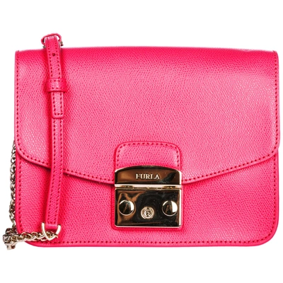 Shop Furla Women's Leather Cross-body Messenger Shoulder Bag Metropolis In Pink