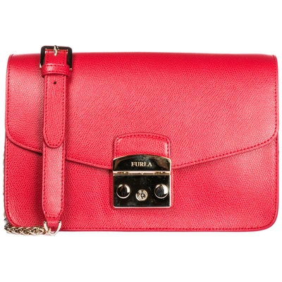 Shop Furla Women's Leather Shoulder Bag Metropolis In Red