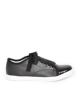 ladies black leather sneakers