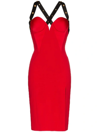 Shop Versace Criss-cross Back Dress - Red