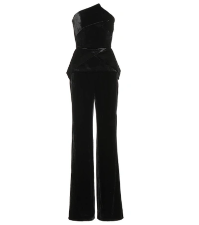 Shop Roland Mouret Carradine Velvet Jumpsuit In Black