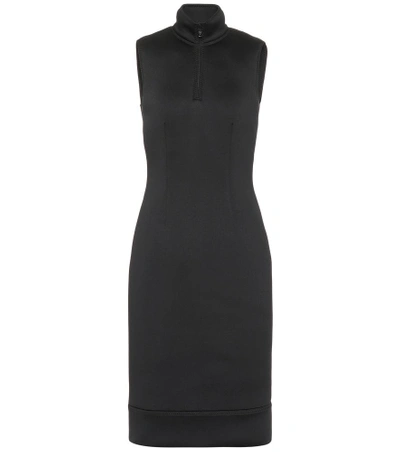 Shop Prada Neoprene Midi Dress In Black