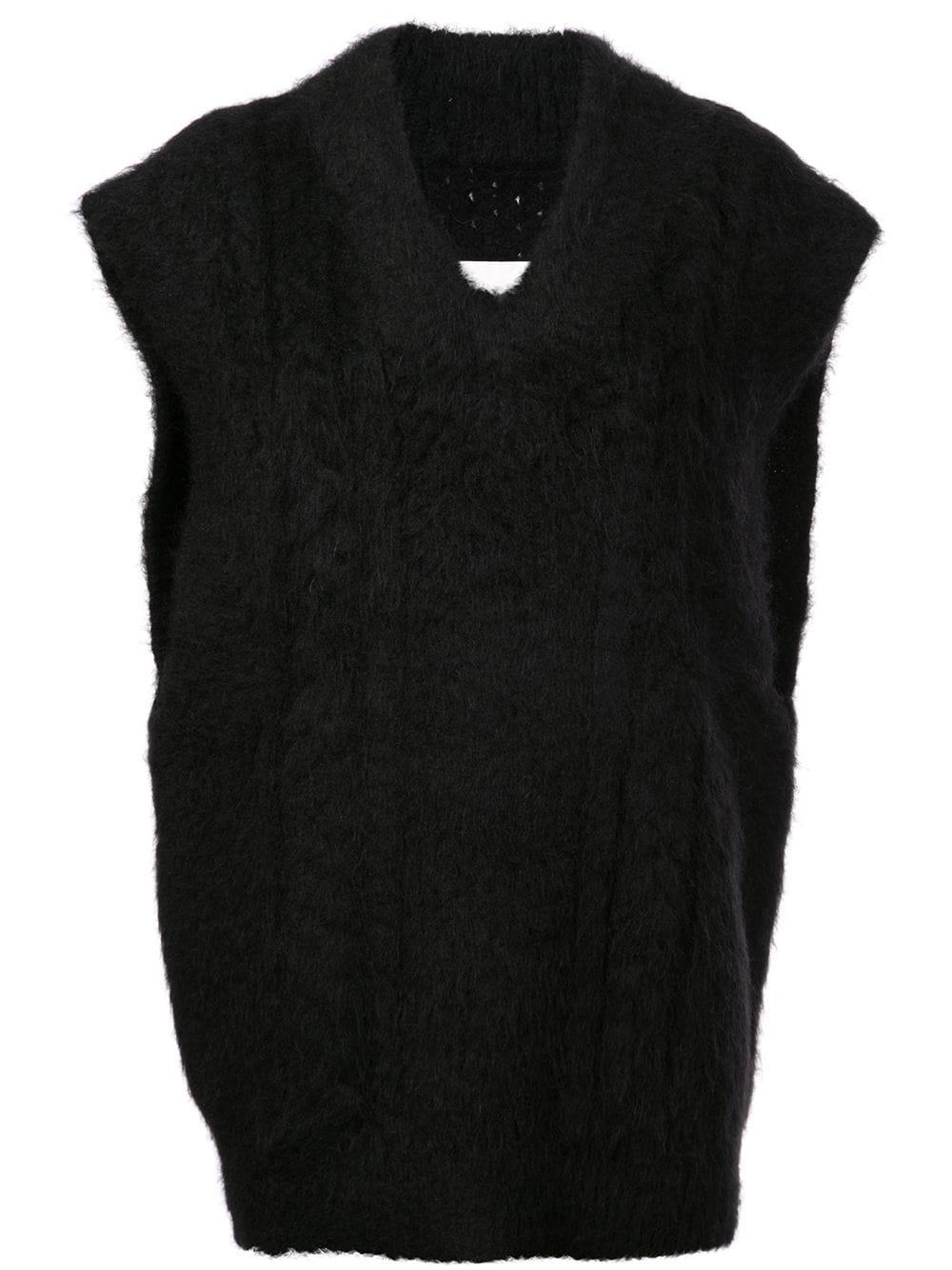 black oversized sweater vest