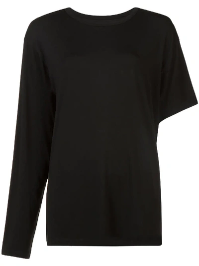Shop Yohji Yamamoto Asymmetric Sleeved Jersey - Black