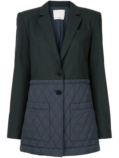 Shop Tibi Quilted Combo Oversized Blazer - Navy