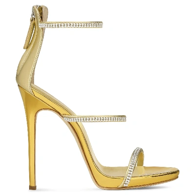 Shop Giuseppe Zanotti Patent Leather 'harmony' Sandal With Crystals Harmony Sparkle In Gold