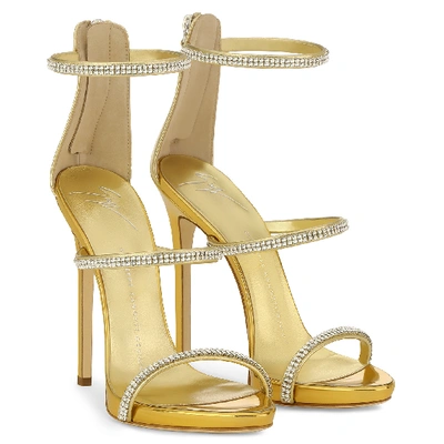 Shop Giuseppe Zanotti Patent Leather 'harmony' Sandal With Crystals Harmony Sparkle In Gold