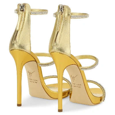 Shop Giuseppe Zanotti Patent Leather 'harmony' Sandal With Crystals Harmony Sparkle In Gold