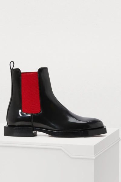 Shop Alexander Mcqueen Patent Ankle Boots In 1066 - Black/red