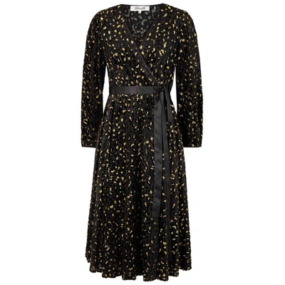 Shop Diane Von Furstenberg Black Leopard-devoré Wrap Dress