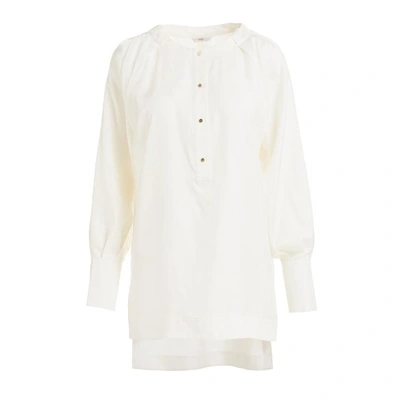 Shop Wtr  Pablo White Silk Long Sleeve Tunic Shirt