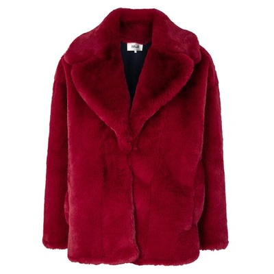 Shop Diane Von Furstenberg Dark Red Faux Fur Jacket In Burgundy