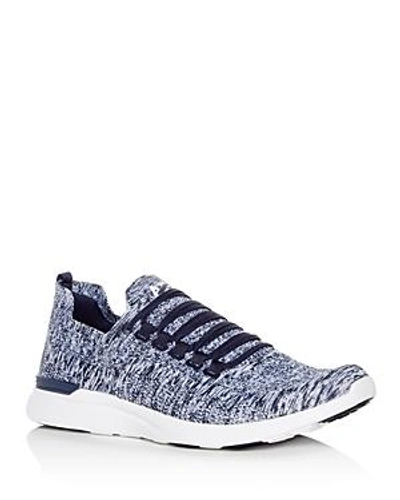 Shop Apl Athletic Propulsion Labs Men's Techloom Breeze Knit Lace-up Sneakers In Navy/white