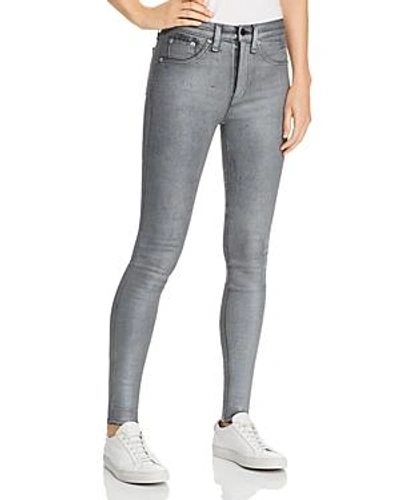 Shop Rag & Bone High-rise Coated Ankle Skinny Jeans In Gunmetal