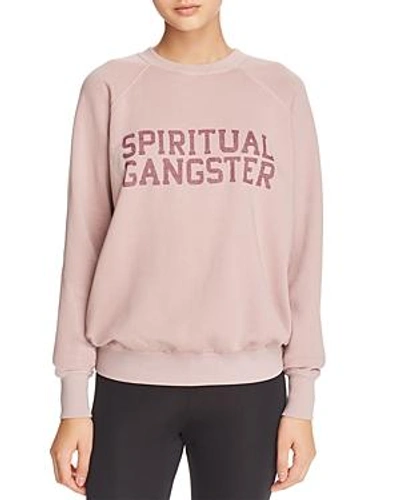 Shop Spiritual Gangster Classic Metallic Logo-print Sweatshirt In Rose Quartz