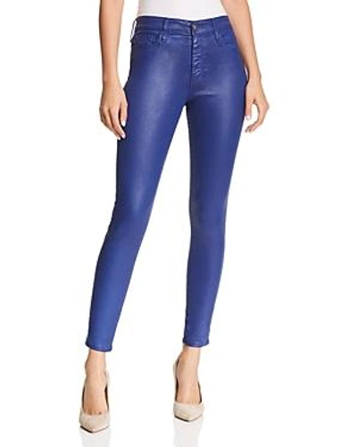 Shop Ag Farrah Brushed-sateen Ankle Skinny Jeans In Leatherette Egyptian Blue