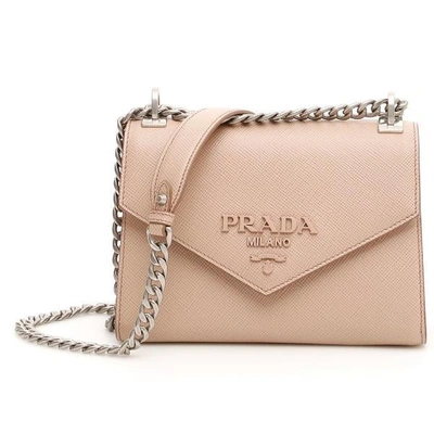 Shop Prada Envelope Chain Strap Shoulder Bag In Beige