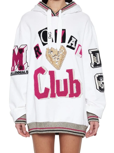 Shop Dolce & Gabbana Royal Club Hoodie In White