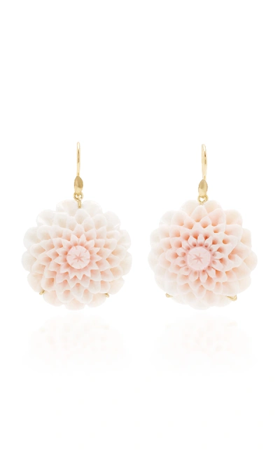 Shop Annette Ferdinandsen Exclusive: Dahlia Blossom Pink Conch Shell Earrin In White