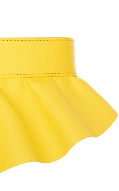 Shop Max Mara Burgos Leather Ruffle Belt In Yellow