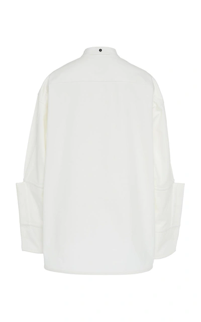 Shop Jil Sander Gloria Collarless Cotton Shirt In White