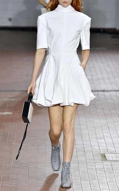 Shop Jil Sander Gwyneth Fit-and-flare Cotton-blend Dress In White