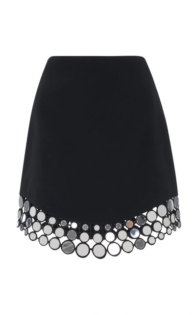Shop David Koma Embroidered Laser-cut Cady Mini Skirt In Black