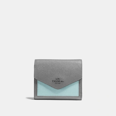 Shop Coach Small Wallet In Colorblock - Women's In Heather Grey Multi/dark Gunmetal
