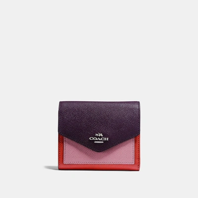 Shop Coach Small Wallet In Colorblock - Women's In Light Gold/plum Multi