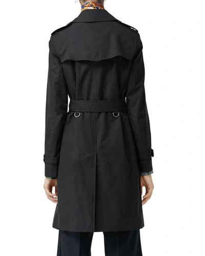 Shop Burberry Kensington Heritage Belted Long Trench Coat In Midnight