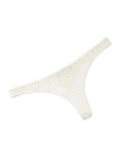 Shop Kiki De Montparnasse Coquette Lace Thong Underwear In Ivory
