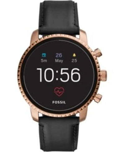 Shop Fossil New Q Men's Explorist Gen 4 Hr Black Leather Strap Touchscreen Smart Watch 45mm In Rose